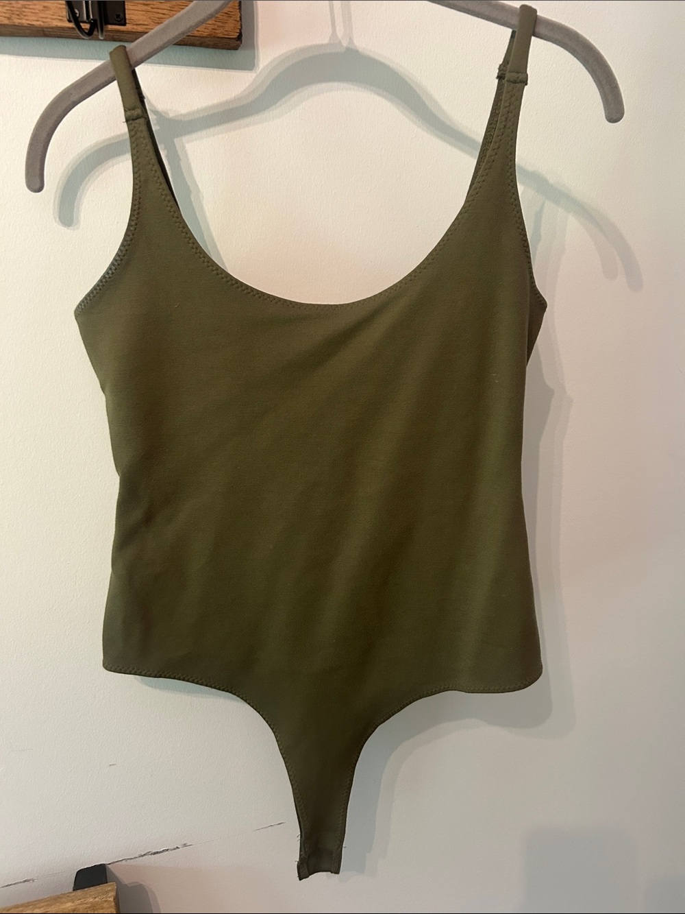 Shinestar Olive Green Scoop Neck Bodysuit